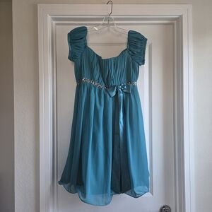 JJs House Teal Formal Dress with Sequin Accent